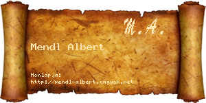 Mendl Albert névjegykártya